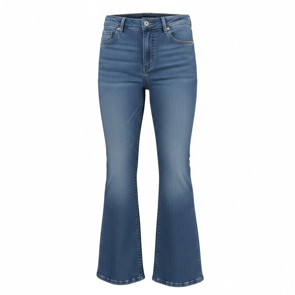 New American Eagle Women Flare Jeans 6 Blue High Rise Stretch Retro Boho 70s
